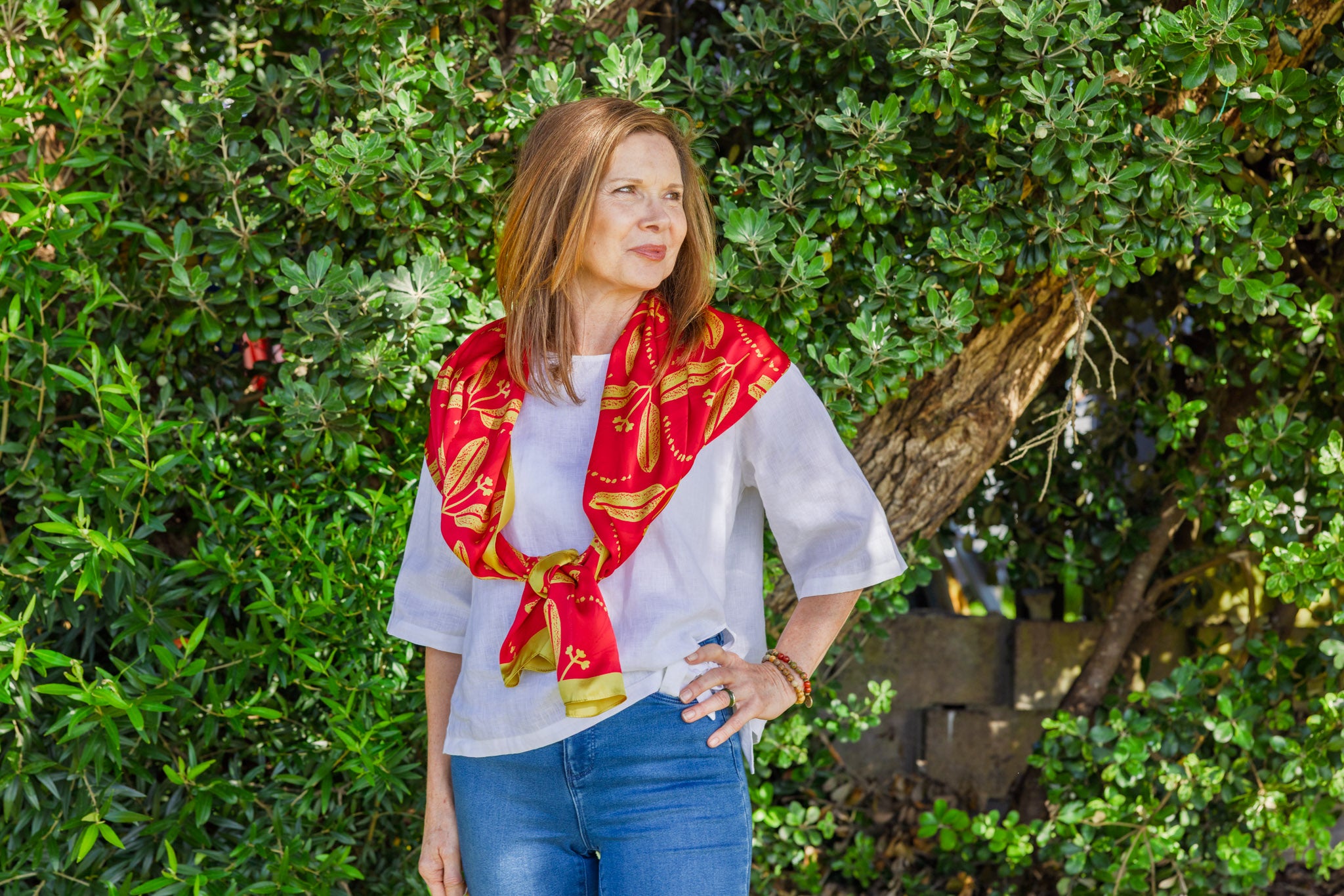 Pōhutukawa Scarf-Red & Gold