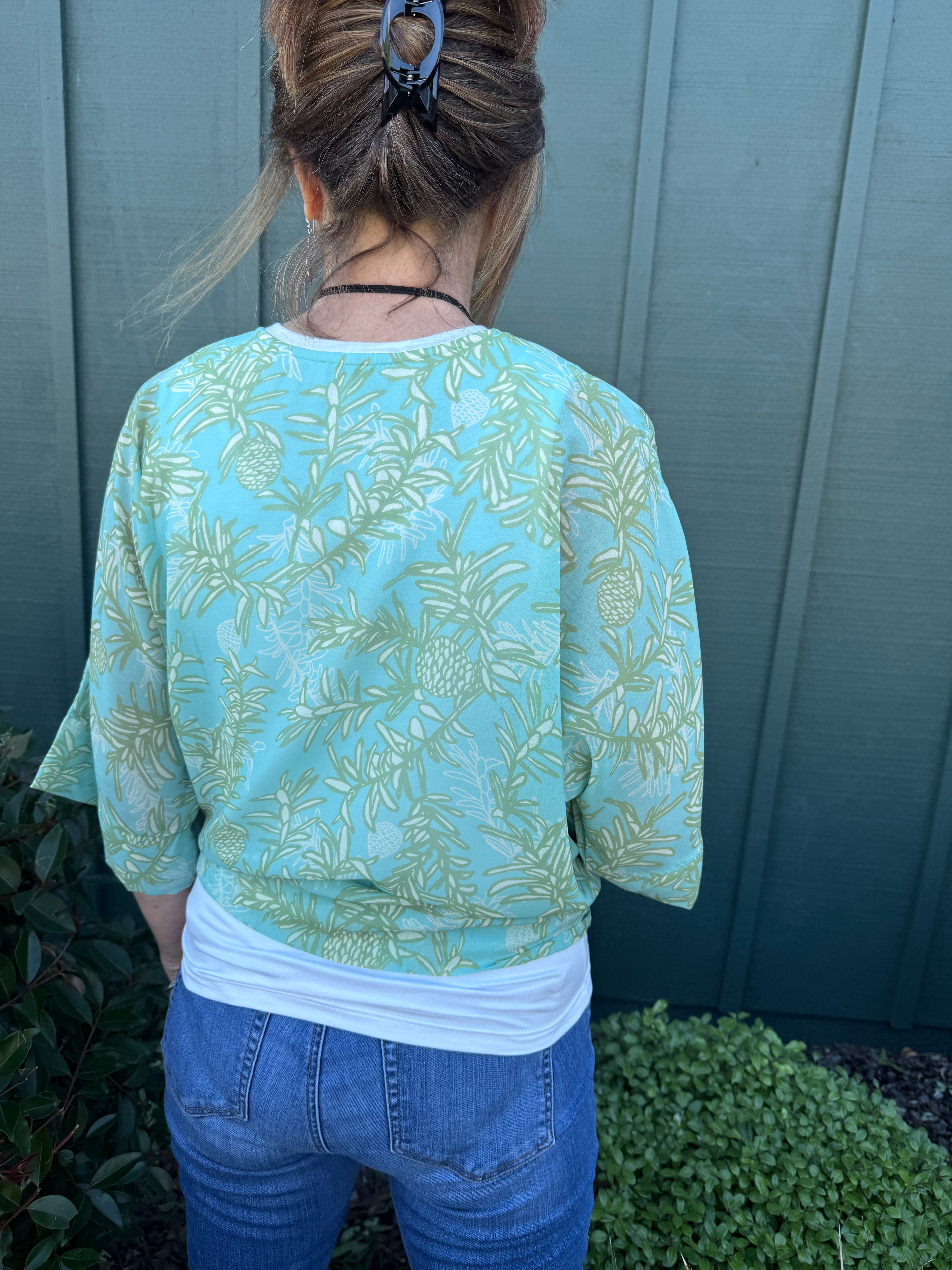 Womens Chiffon Box Sleeve Blouse- Kauri
