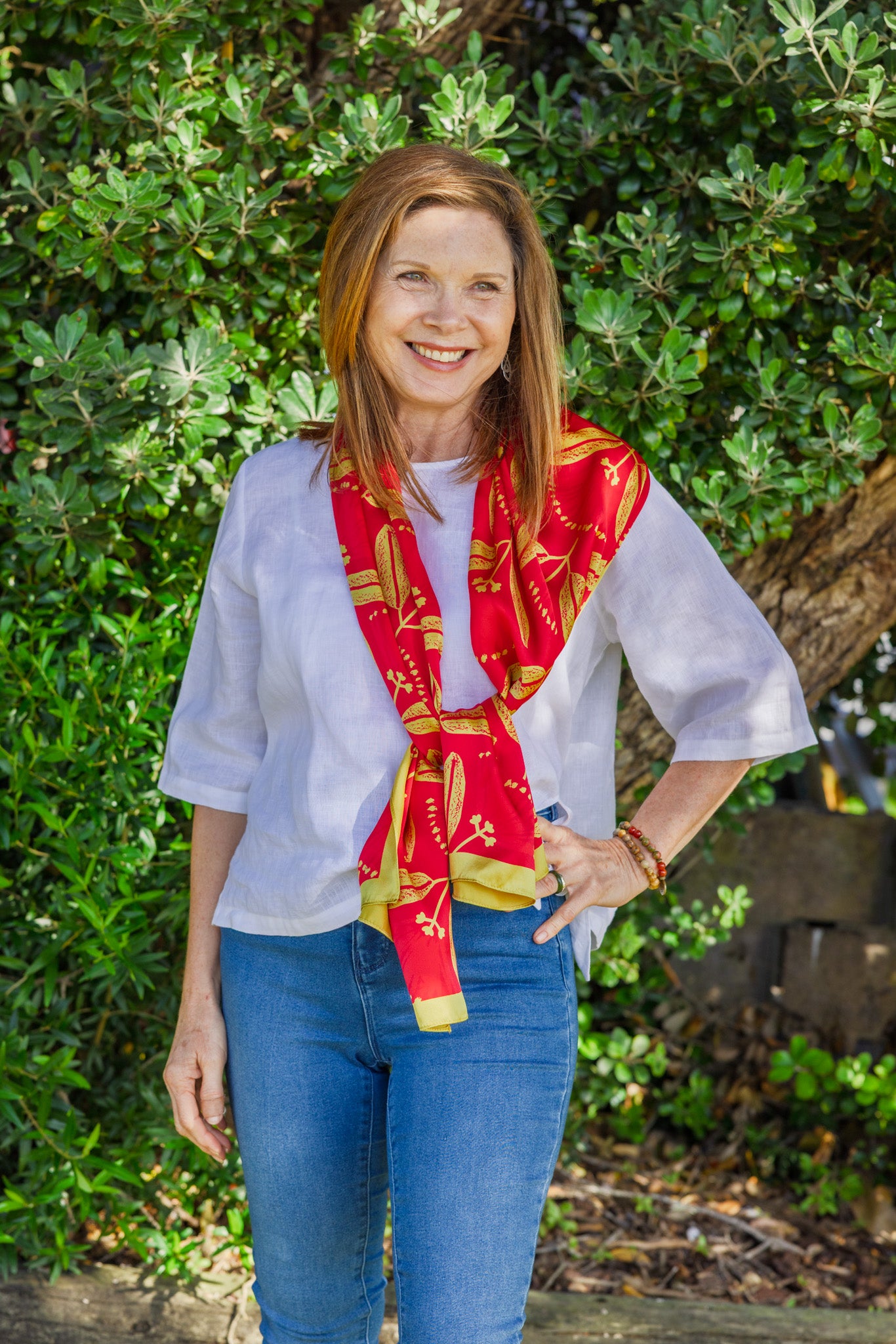 Pōhutukawa Scarf-Red & Gold