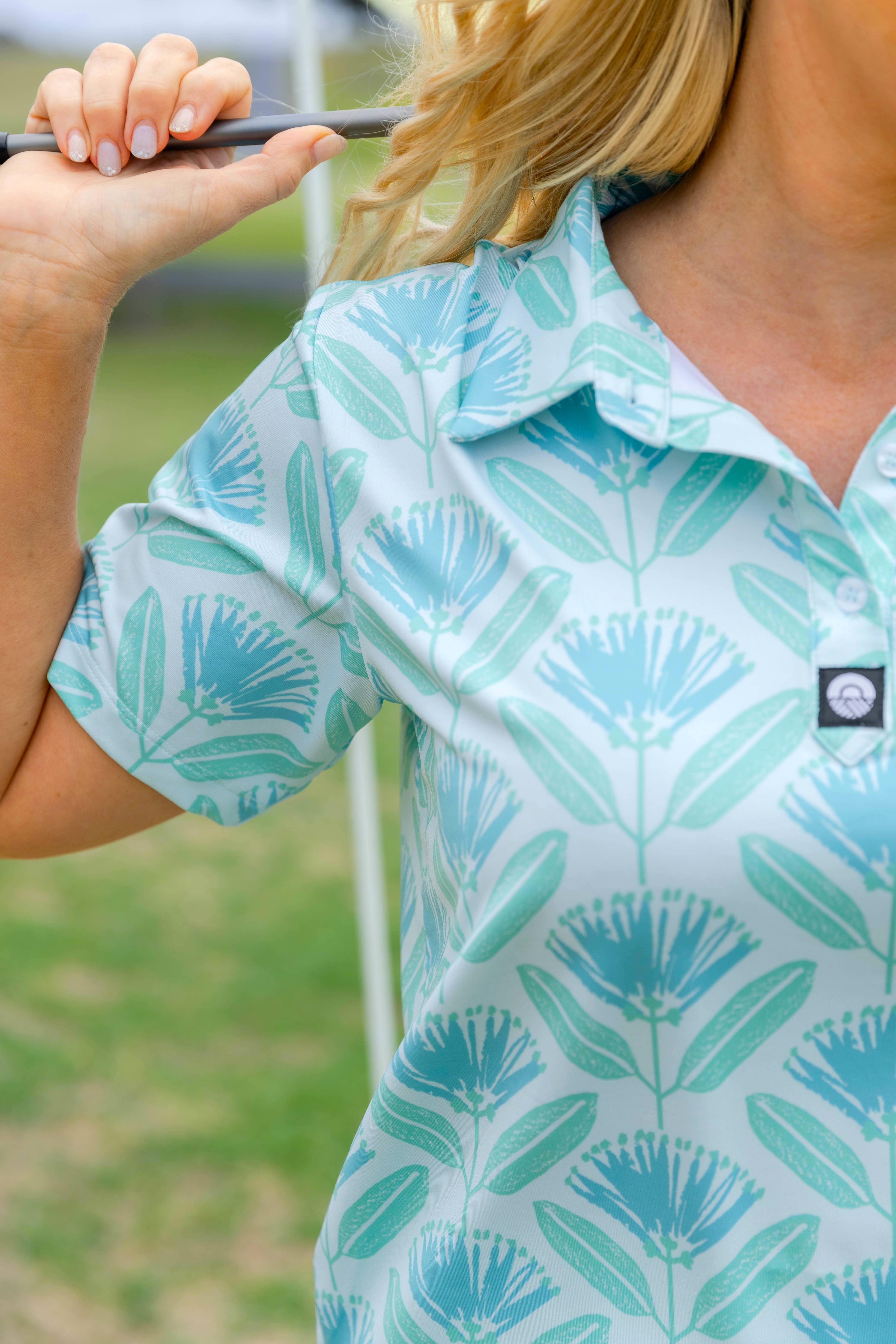 Womens Aqua Pohutukawa Golf Polo