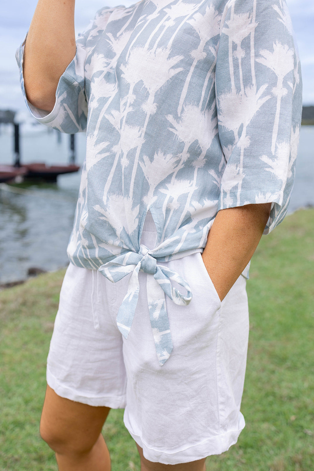 Nikau Palm Linen Blouse