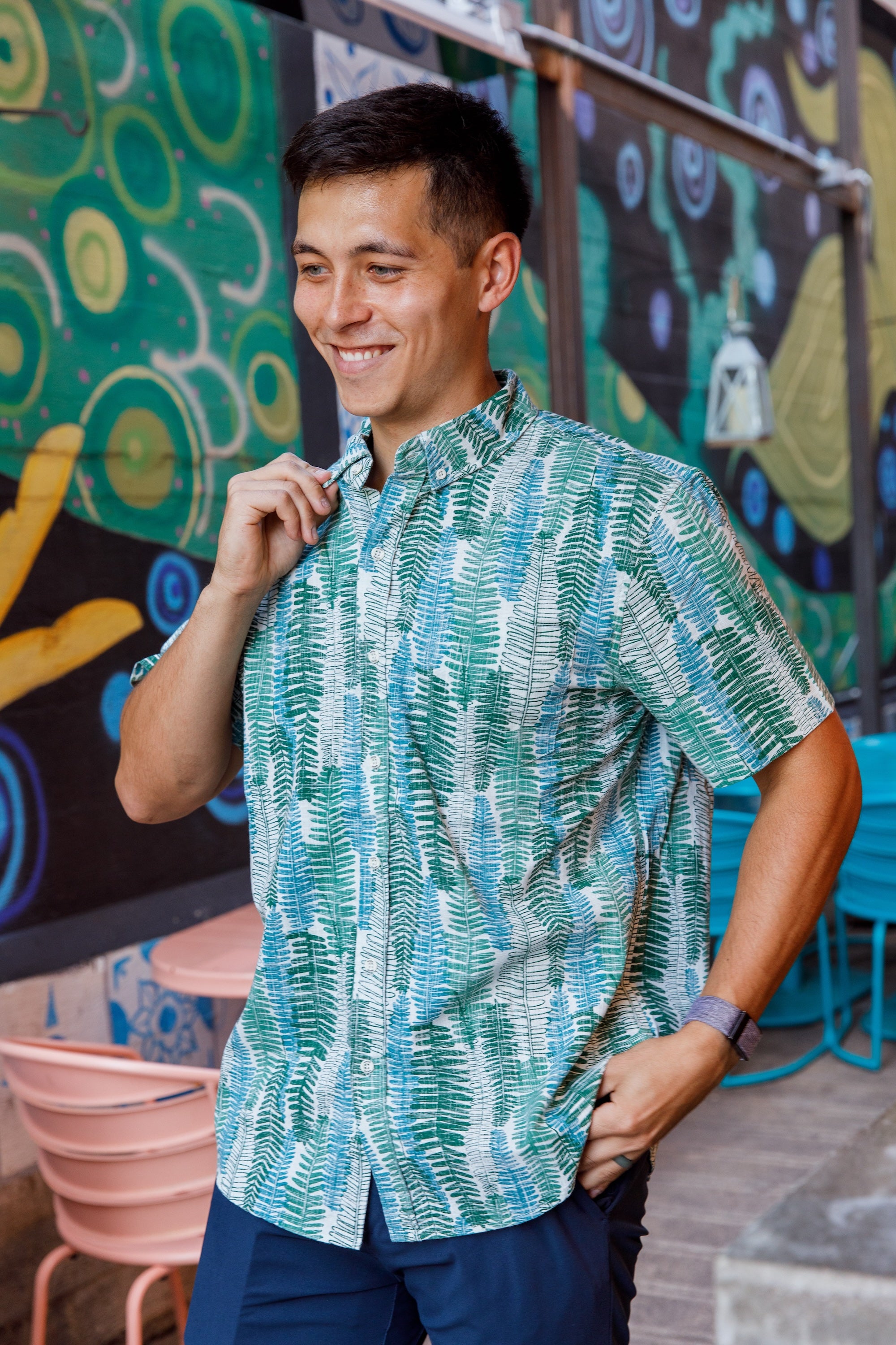 Piupiu Fern Kiwi Classic Short Sleeve Mens Shirt