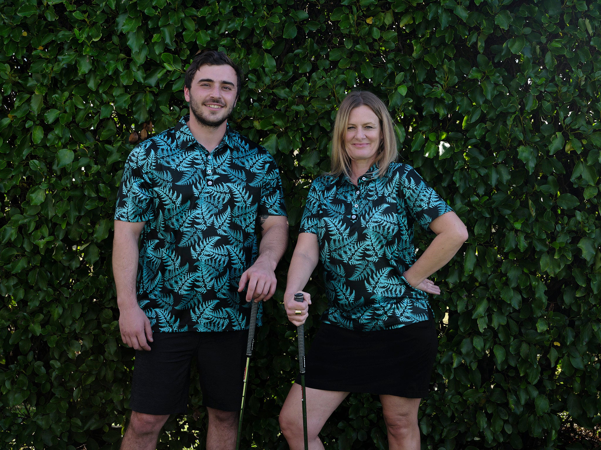 Mens Teal Silver Fern Golf Polo