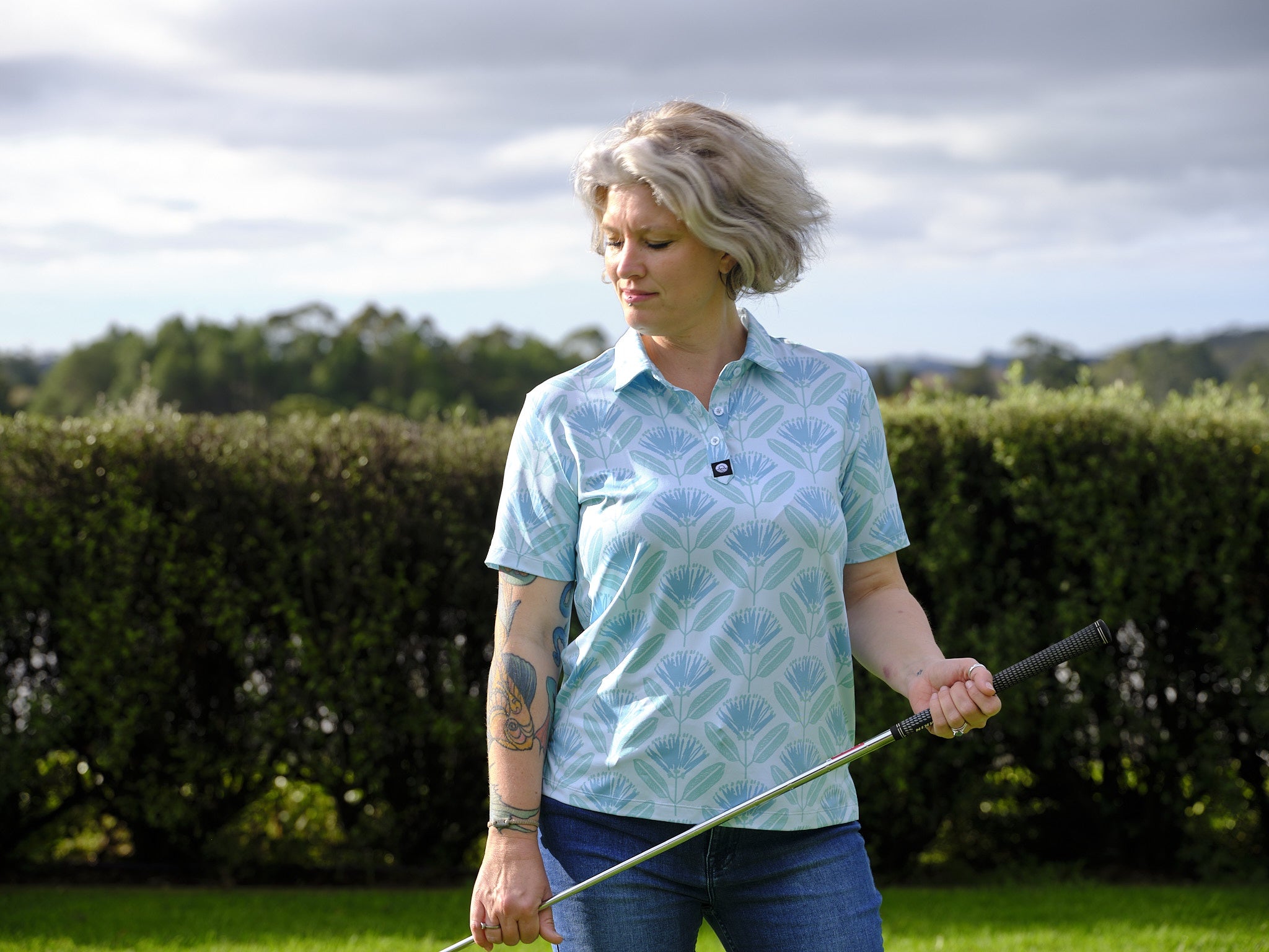 Womens Aqua Pohutukawa Golf Polo