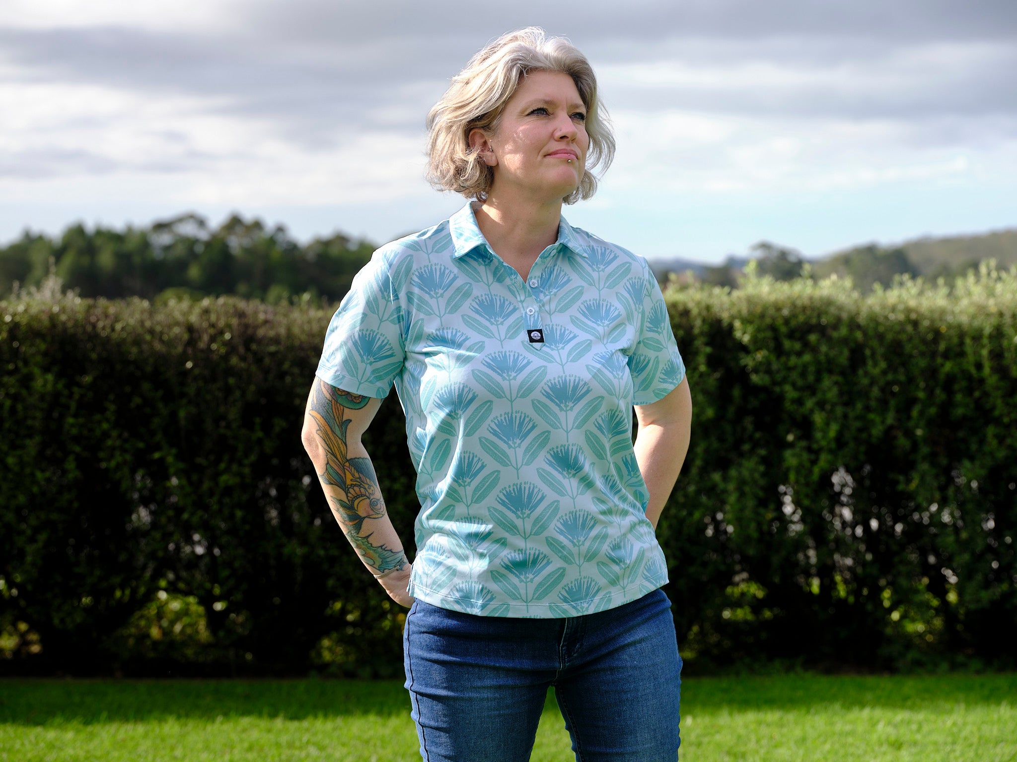 Womens Aqua Pohutukawa Golf Polo