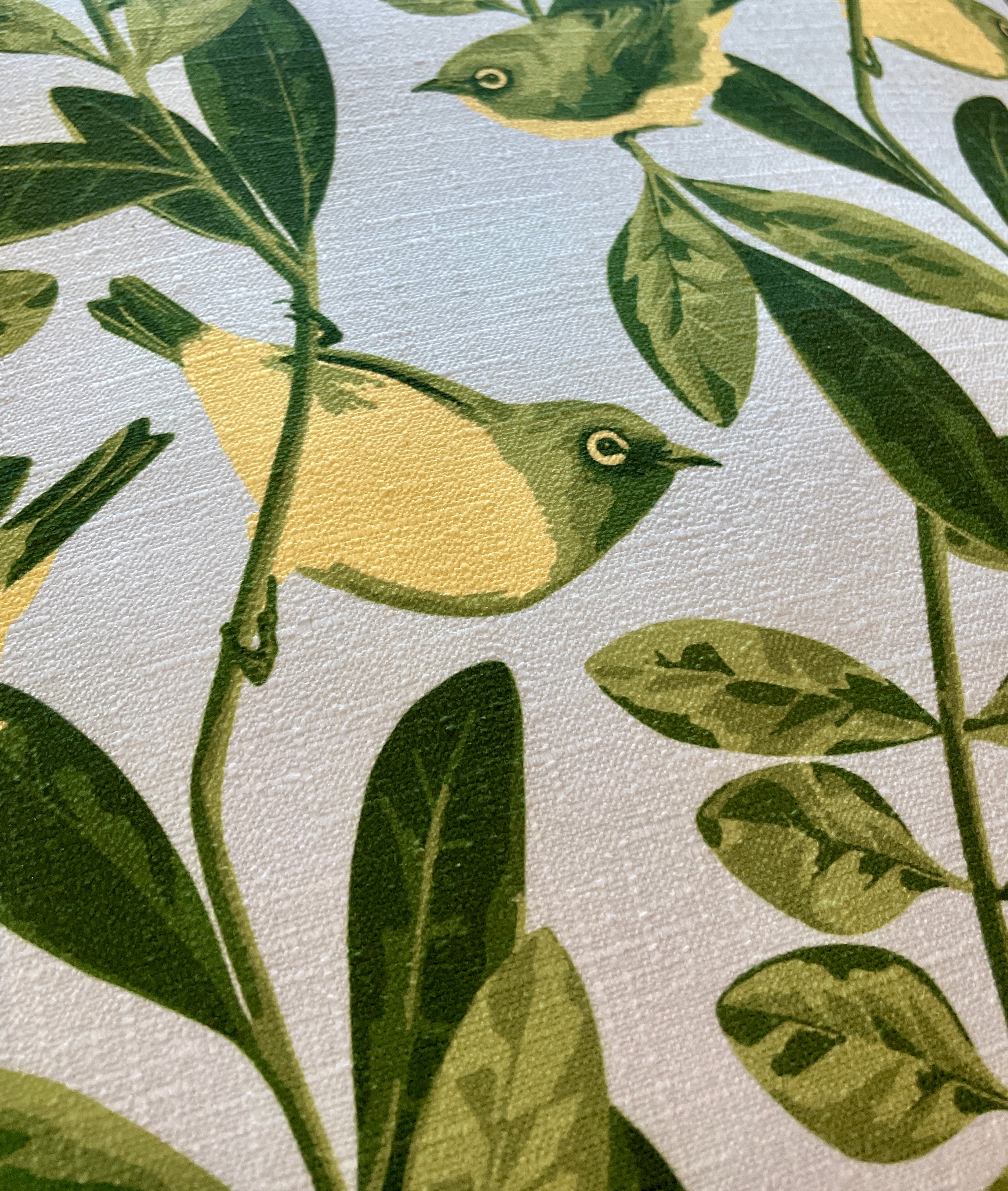 Blue Tauhou cushion cover featuring NZ native silvereye bird design – modern New Zealand home décor and gift idea by Kaleo