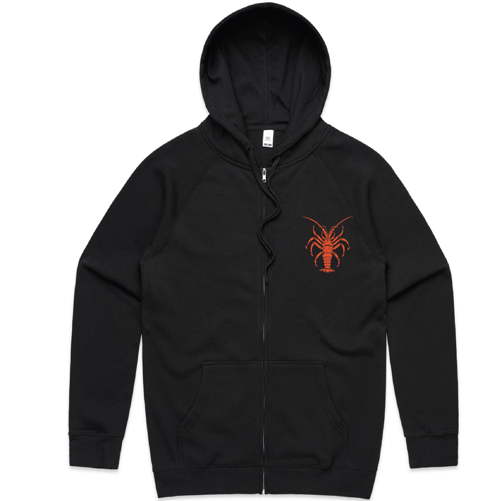 Men’s hoodie New Zealand – ‘Gone Cray Cray’ zip hoodie with crayfish back print, NZ-designed Kiwi apparel by Kaleo; premium sweatshirt, wearable NZ art.