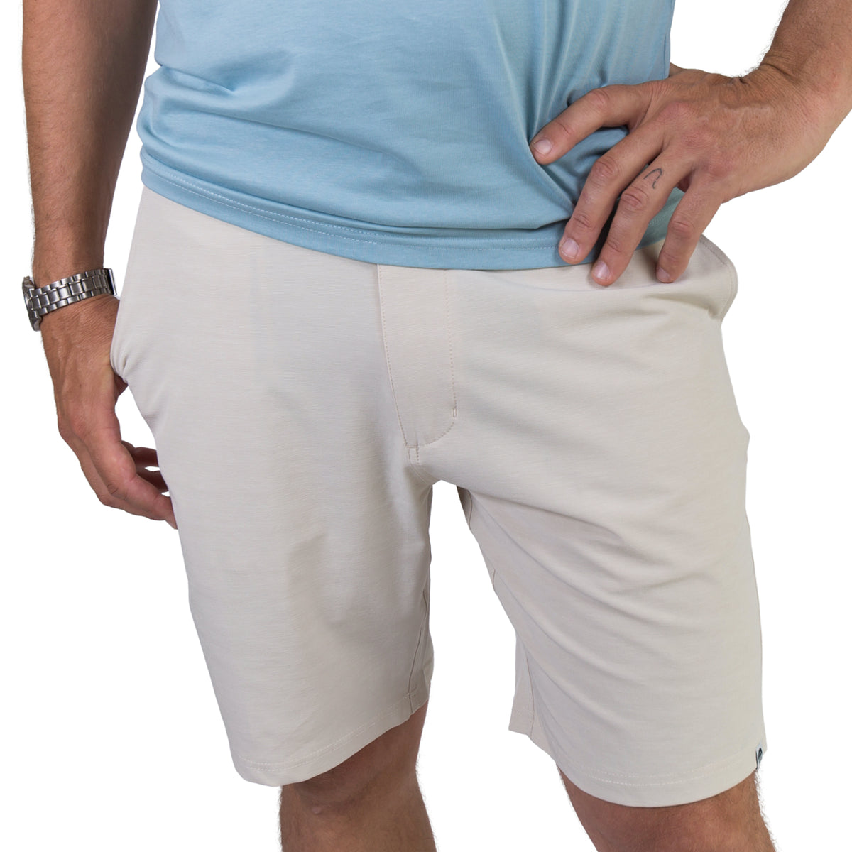 Relaxed Chino Four-Way Stretch Shorts-Tan