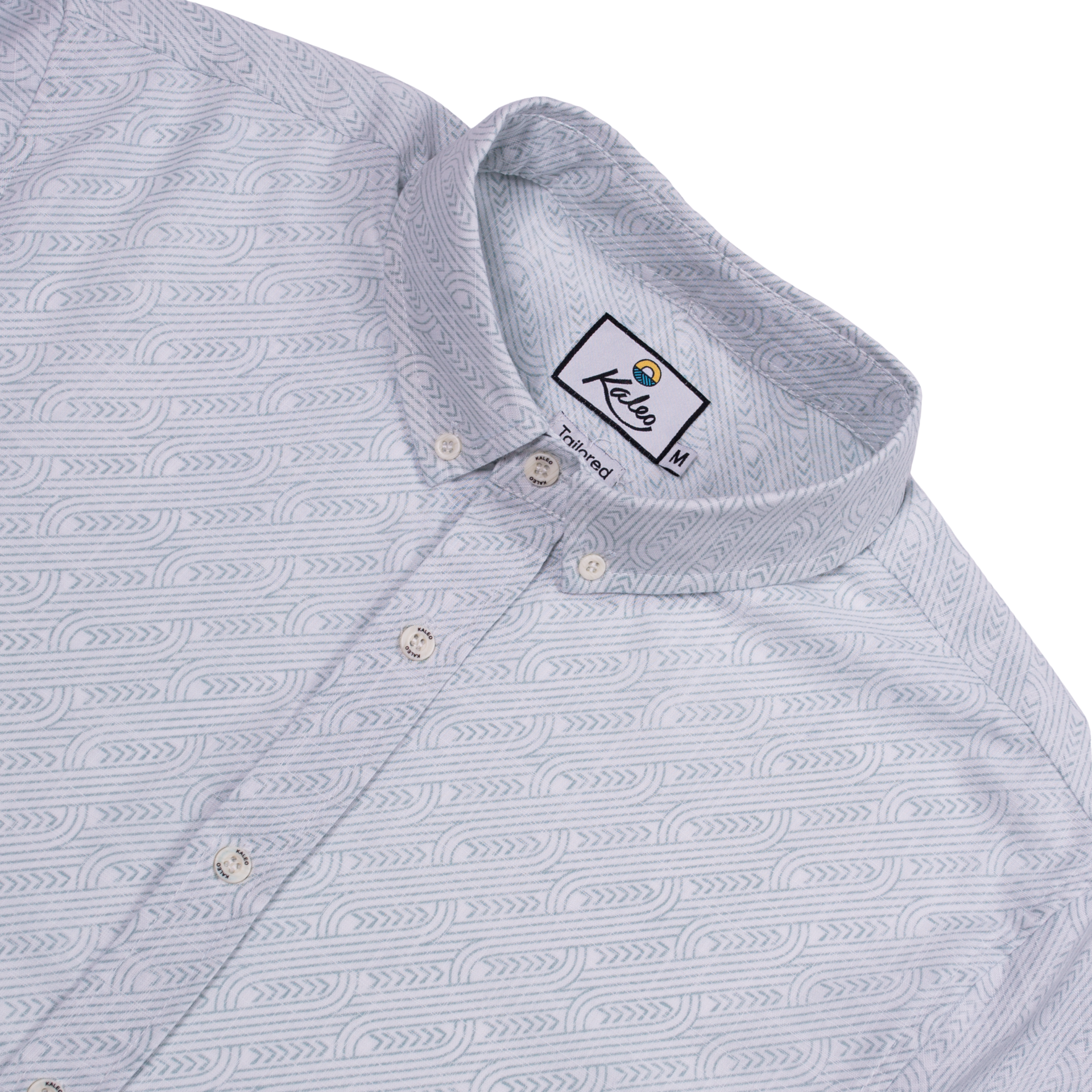 Kaleo Pakati Men’s Kiwi Classic Long Sleeve Shirt, modern button-up inspired by traditional Māori patterns, stylish coastal fashion from New Zealand.